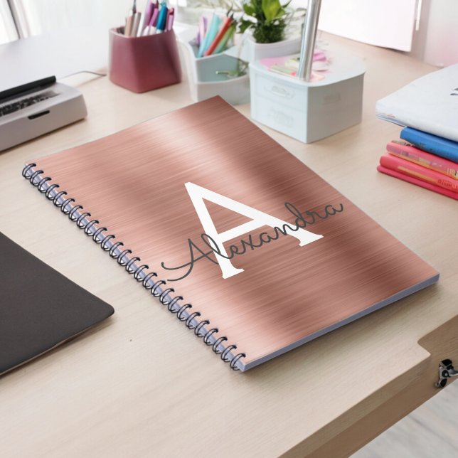 Carnet de monogramme métallique rose Gold Foil (Créateur téléchargé)
