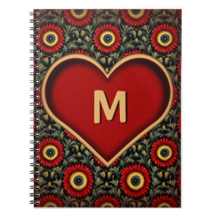 Carnet de monogramme Vintage coeur rouge personnal