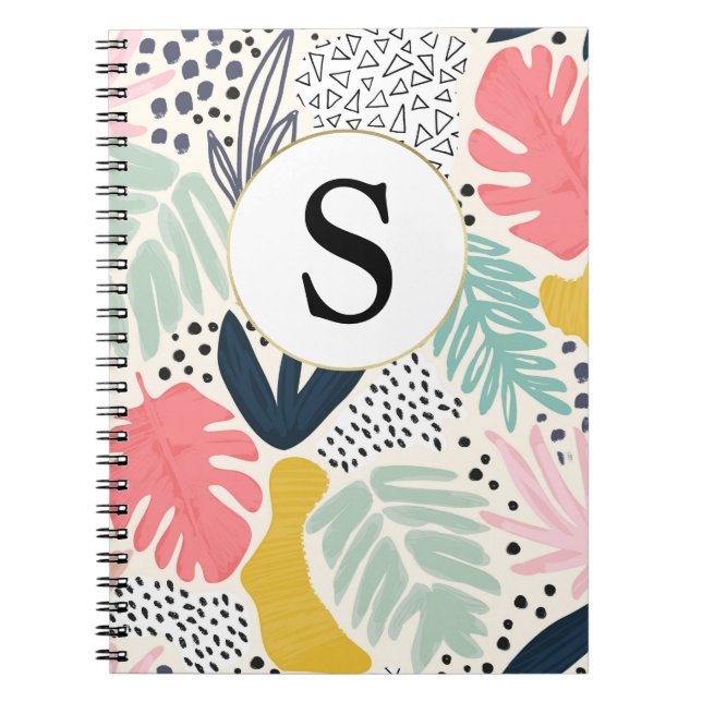 Carnet de Motif Tropical Monogramme Personnalisé (Devant)