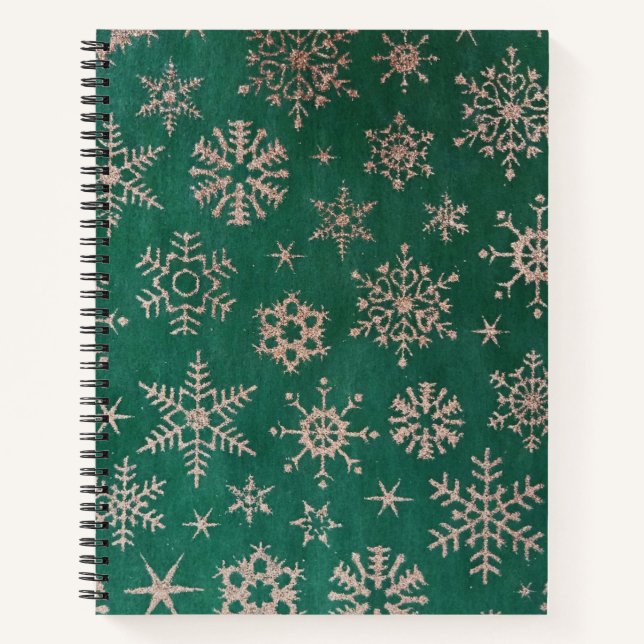 Carnet de Noël dans la neige verte et dorée (Devant)