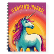 Carnet de nom du journal Rainbow Unicorn coloré