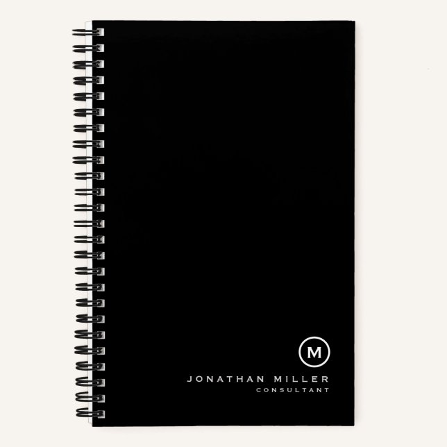 Carnet de nom du monogramme noir minimal (Recto)