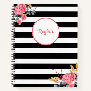 Carnet de nom floral rayé