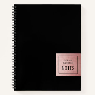 Carnet de nom personnel minimaliste rose noir