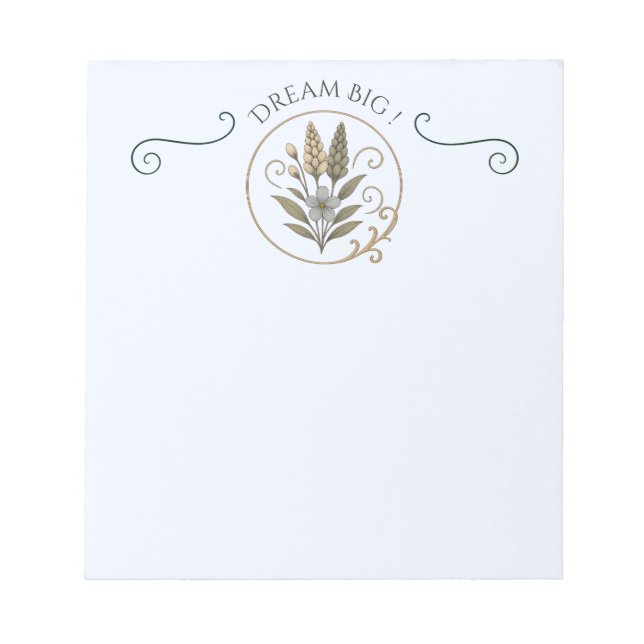 Carnet de note, bloc-notes, Dream big. (Devant)