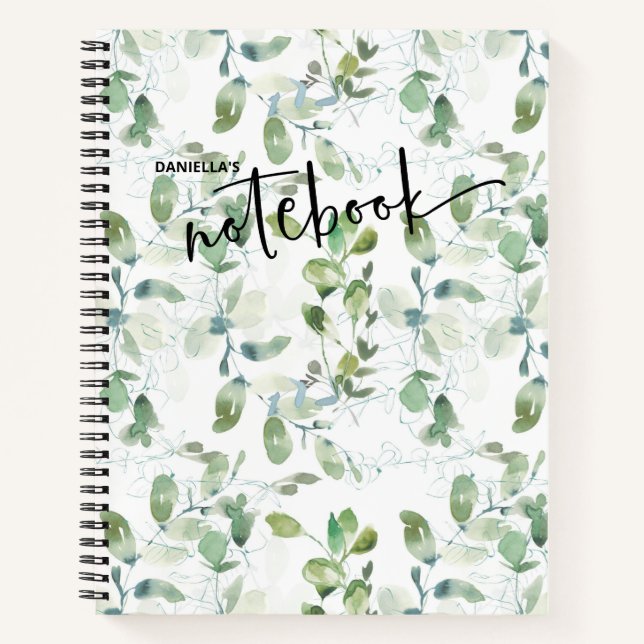 Carnet de notes à l'aquarelle de feuillage botaniq (Devant)