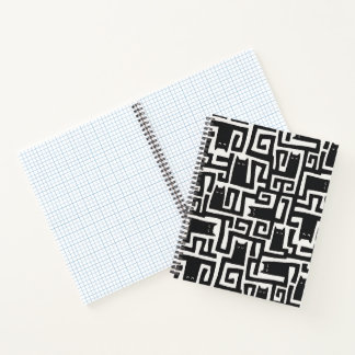 Carnet de notes à motif de chat noir abstrait