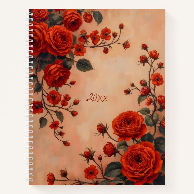 Carnet de notes à reliure spirale Fleurs de roses  (Devant)