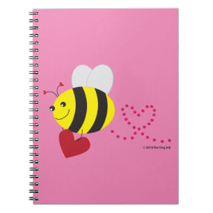 Carnet de notes à spirale d'abeille d'amour