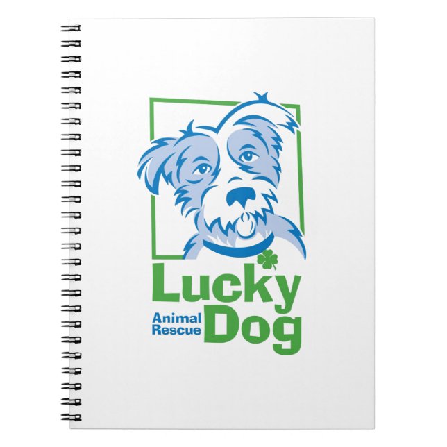 Carnet de notes à spirale de chien chanceux (6,5" (Devant)