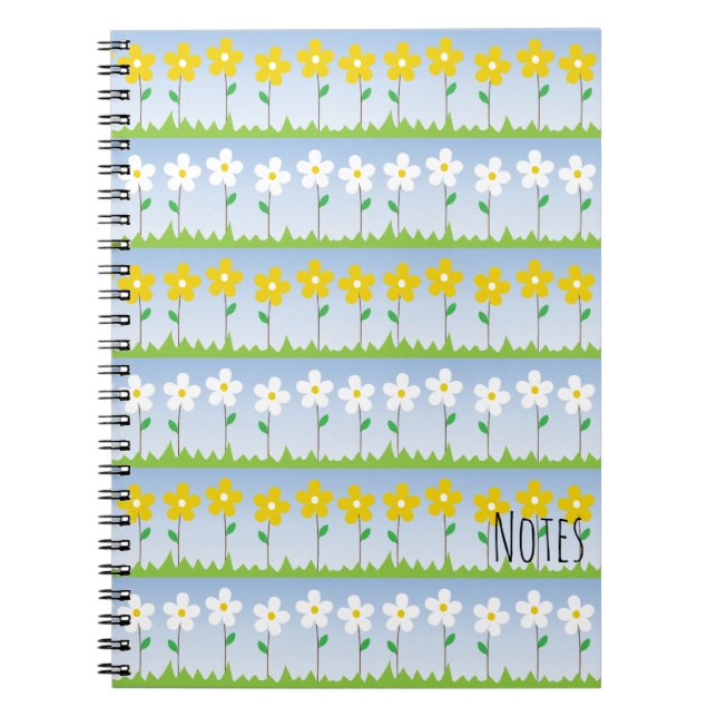 Carnet de notes à spirale de fleurs jaunes et (Devant)