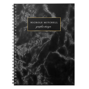 Carnet de notes à spirale de marbre noir