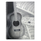 Carnet de notes à spirale de musique de guitare et