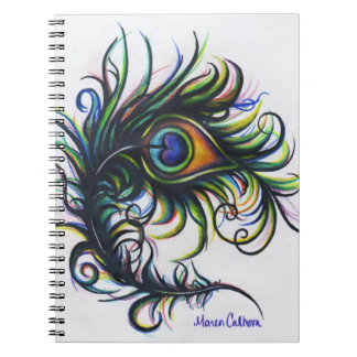 Carnet de notes à spirale de plume de paon