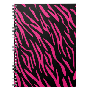 Carnet de notes à spirale de rayure noire et rose