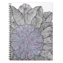Carnet de notes à spirale floral abstrait dessiné 