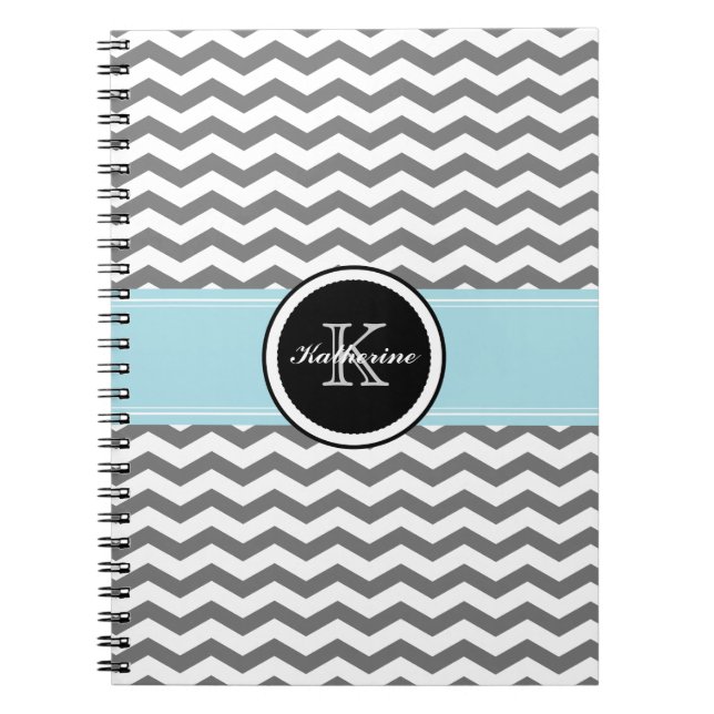 Carnet de notes à spirale gris de Chevron de (Devant)