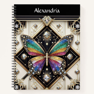 Carnet de notes Art déco papillon arc-en-ciel en s