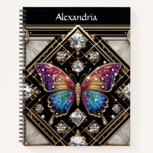 Carnet de notes Art déco papillon arc-en-ciel en s