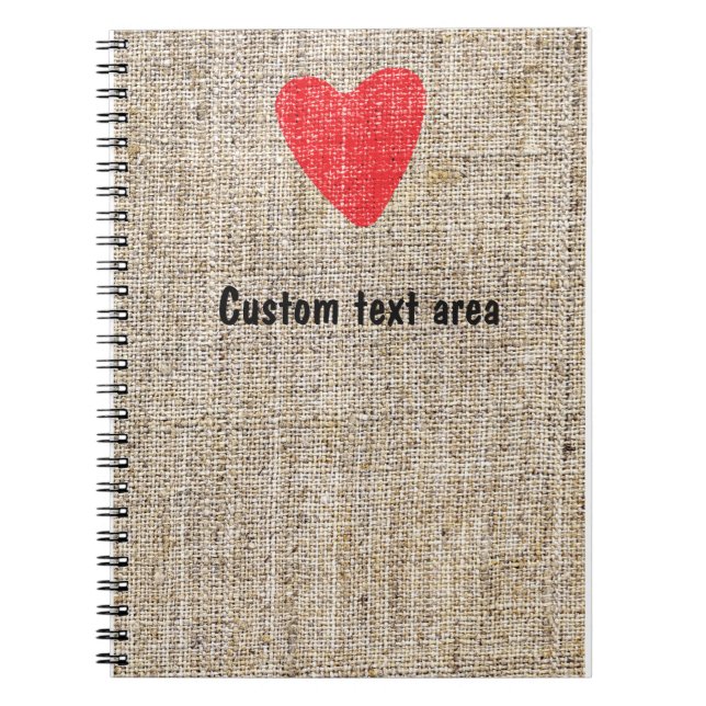 Carnet de notes Burlap Red Stamp Heart Valentine (Devant)