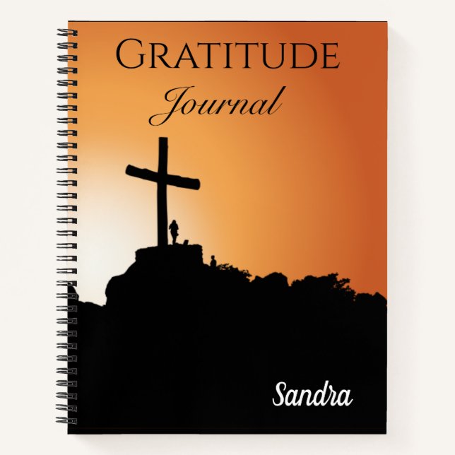 Carnet de notes de gratitude de croix religieuse (Devant)
