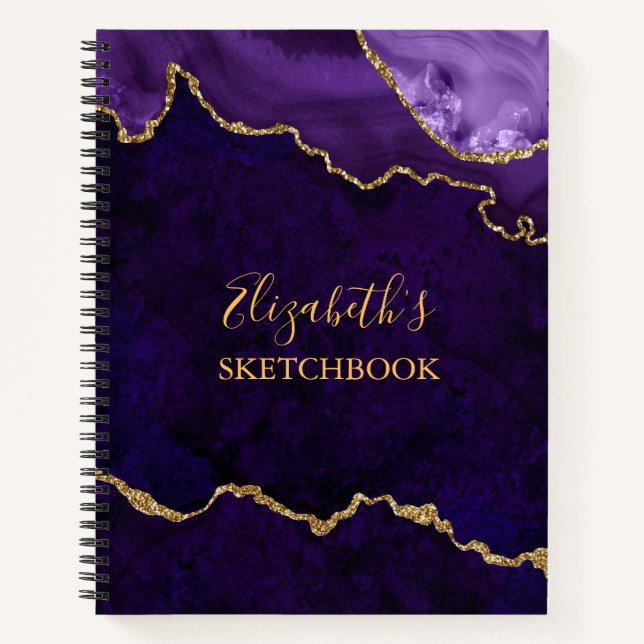 Carnet de notes de la Géode de marbre d'or violet (Devant)