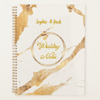 Carnet de notes de mariage élégant en marbre doré