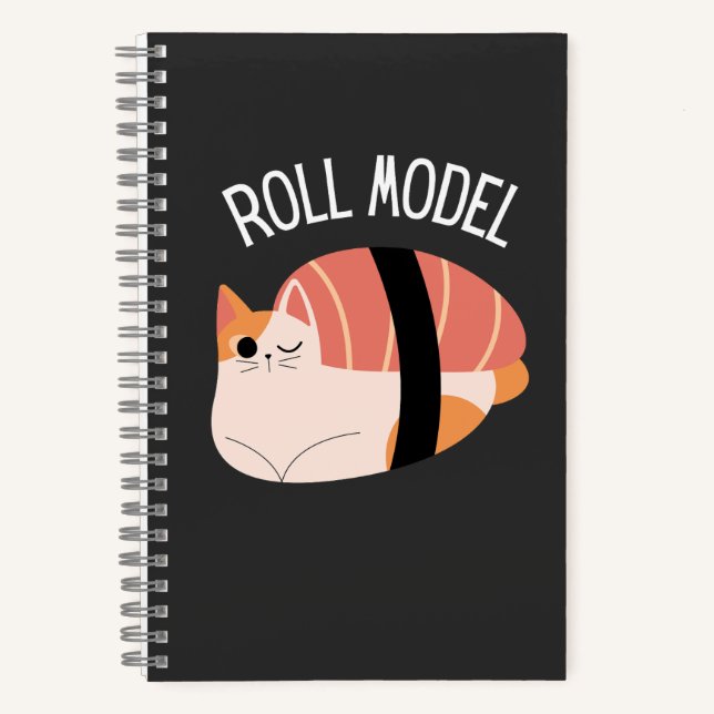 Carnet de notes drôle de chat de sushi « Roll Mode (Recto)