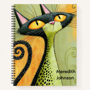 Carnet de notes fantaisiste à motif de chat noir p