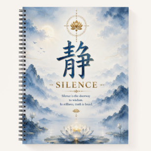 Carnet de notes Lotus 静 Caractère chinois Silence
