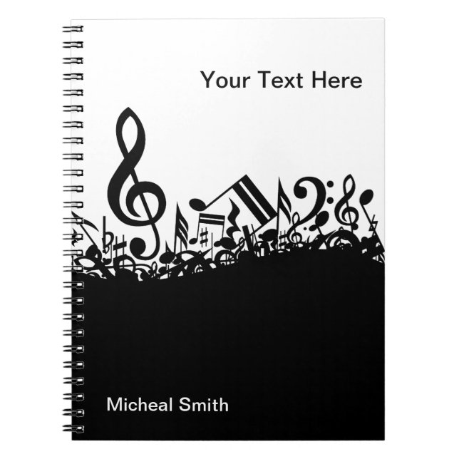 Carnet de notes musicales avec le nom fait sur (Devant)