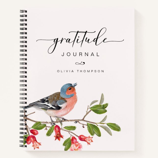 Carnet de notes Nom Feuillage Oiseau Gratitude (Devant)