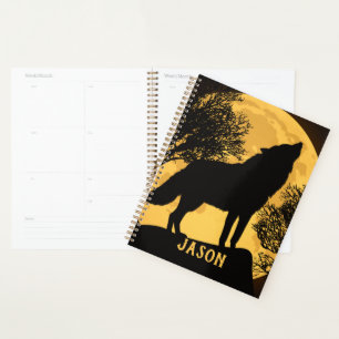 Carnet de notes planificateur pleine lune loup noi
