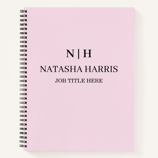 Carnet de notes professionnel à monogramme neutre (Devant)