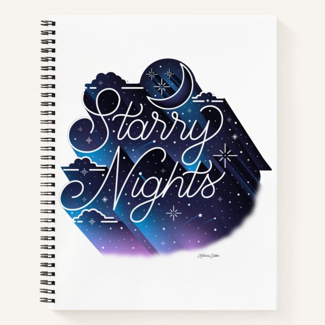 Carnet de notes Starry Nights / Blanc / 8,5x11 (Devant)