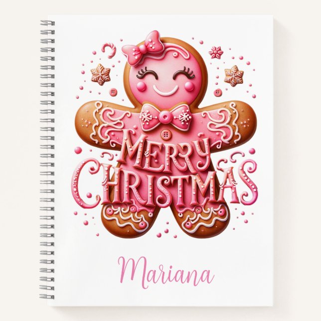 Carnet de pain d'épices de Noël rose (Devant)