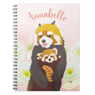 Carnet de panda rose floral personnalisé