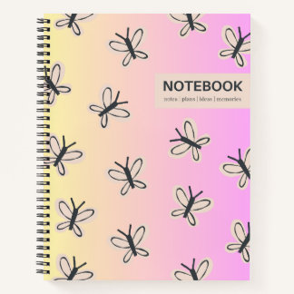 Carnet de papillons rose jaune