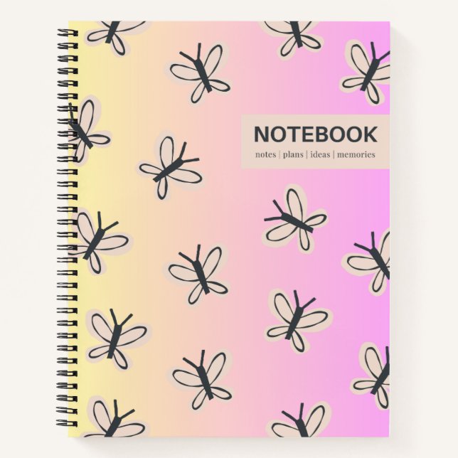 Carnet de papillons rose jaune (Devant)
