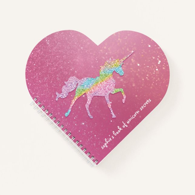 Carnet de Parties scintillant de la licorne arc-en (Devant)
