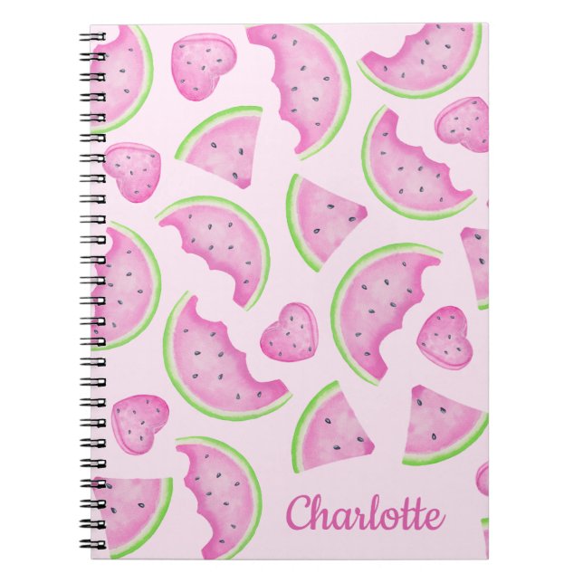 Carnet de pastèque rose - Nom personnalisé Summer  (Devant)
