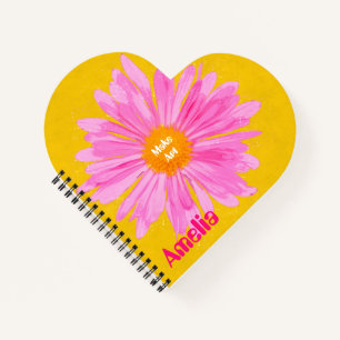 Carnet de peinture à fleurs roses personnalisées