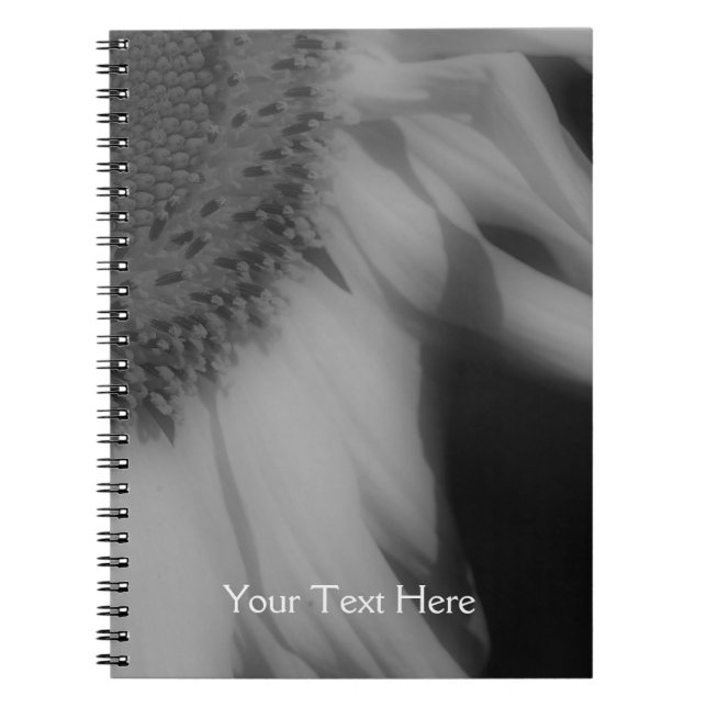 Carnet De Pétales De Tournesol Noir Et Blanc (Devant)