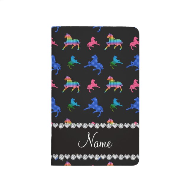 Carnet De Poche Chevaux modelés par noir nommé personnalisés (Devant)