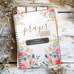 Carnet de prière personnalisé à fleurs roses
