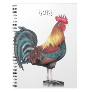 Carnet de recette de coq aquarelle