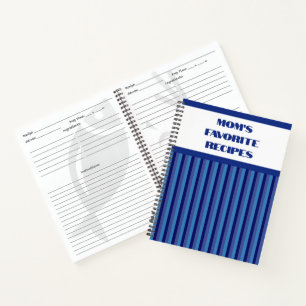 Carnet de recette de spirale bleue striée