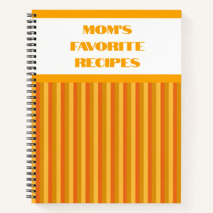 Carnet de recette de spirale orange rayée