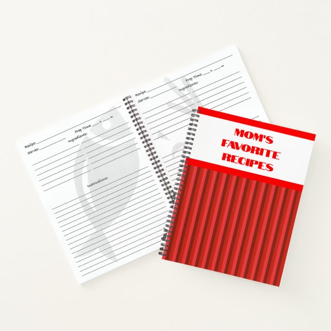 Carnet de recette de spirale rouge à rayures (Intérieur)