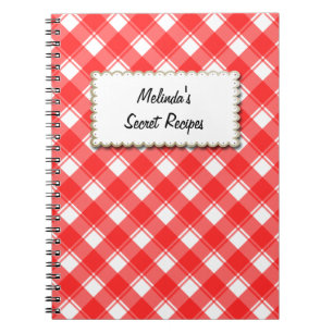 Carnet de recette personnalisé Motif blanc et roug